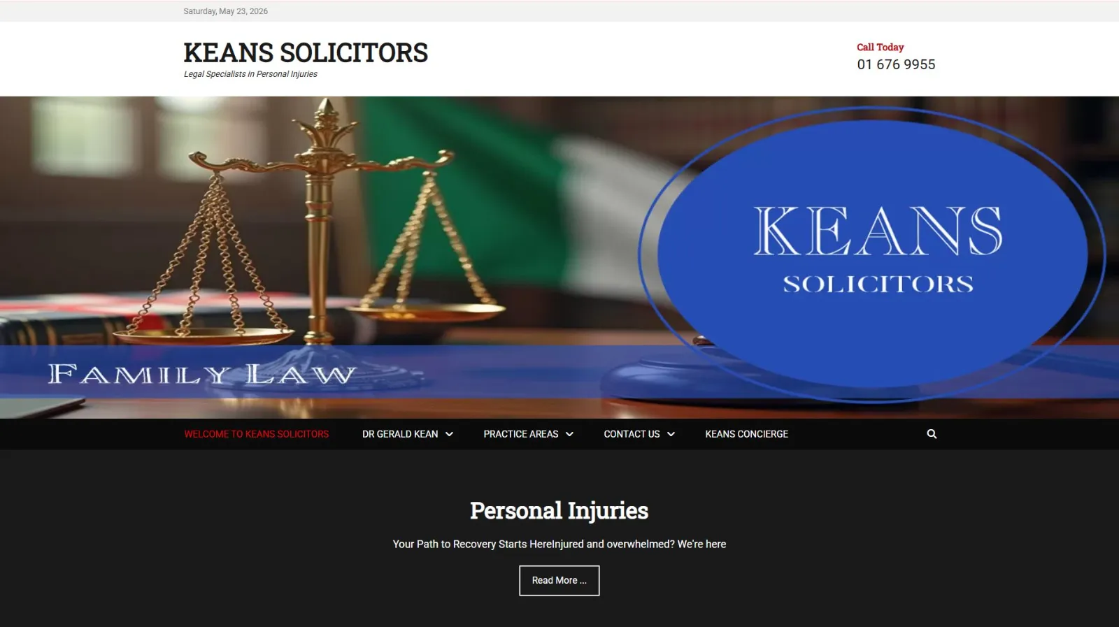 Keans Solicitors website before the rebuild